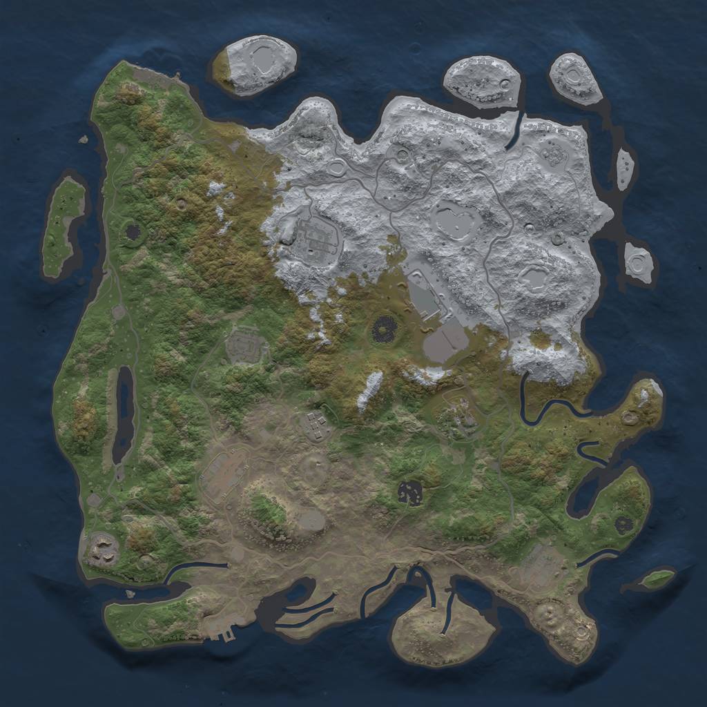 Rust Map: Procedural Map, Size: 4000, Seed: 1371063226, 18 Monuments