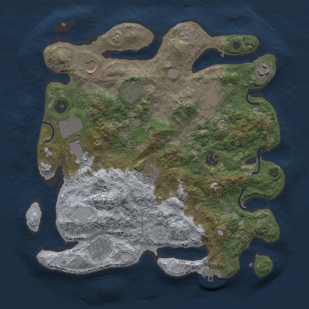 Rust Map: Procedural Map, Size: 3500, Seed: 46302103, 15 Monuments