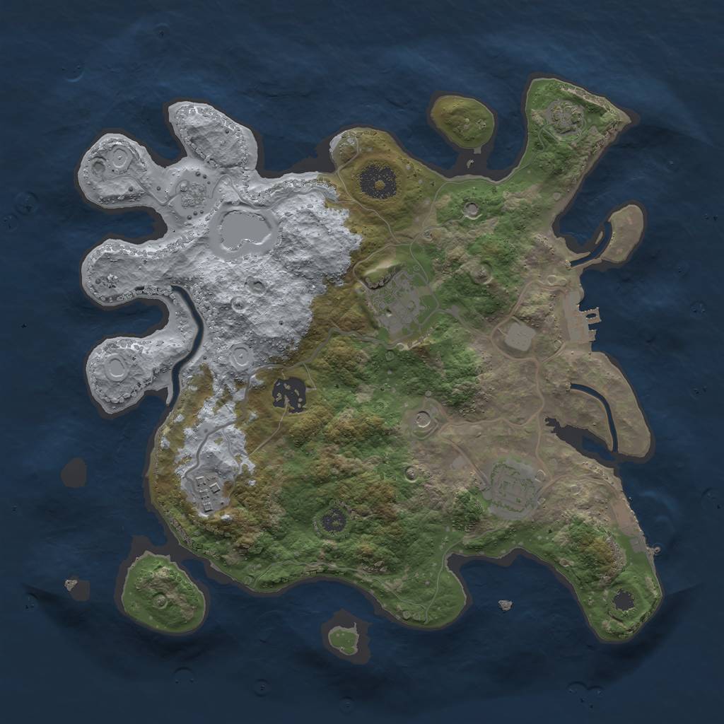 Rust Map: Procedural Map, Size: 3000, Seed: 7385, 12 Monuments
