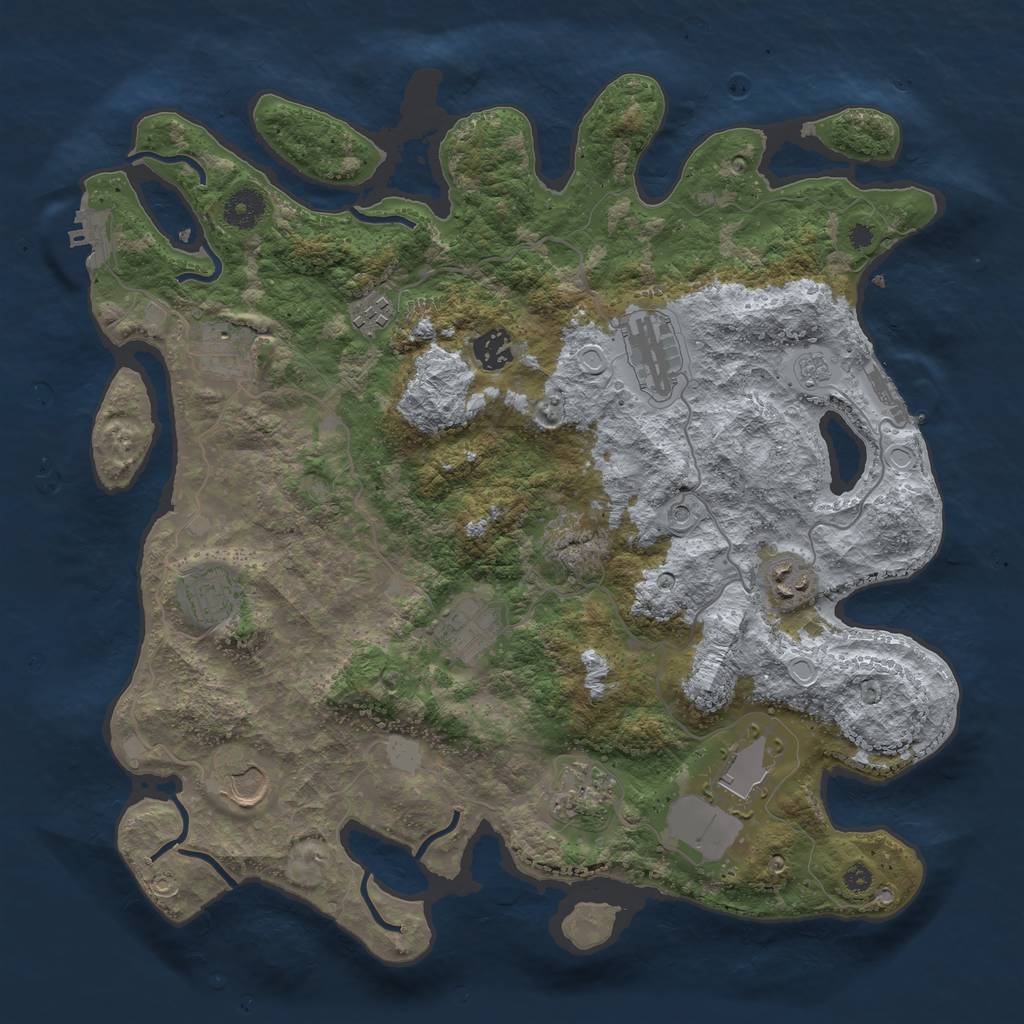 Rust Map: Procedural Map, Size: 3800, Seed: 45216, 19 Monuments
