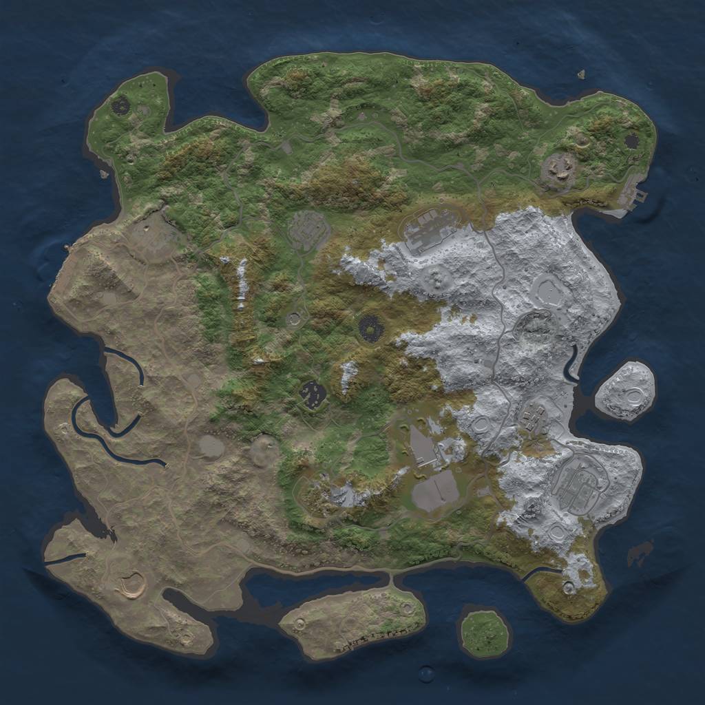 Rust Map: Procedural Map, Size: 4000, Seed: 398584706, 18 Monuments