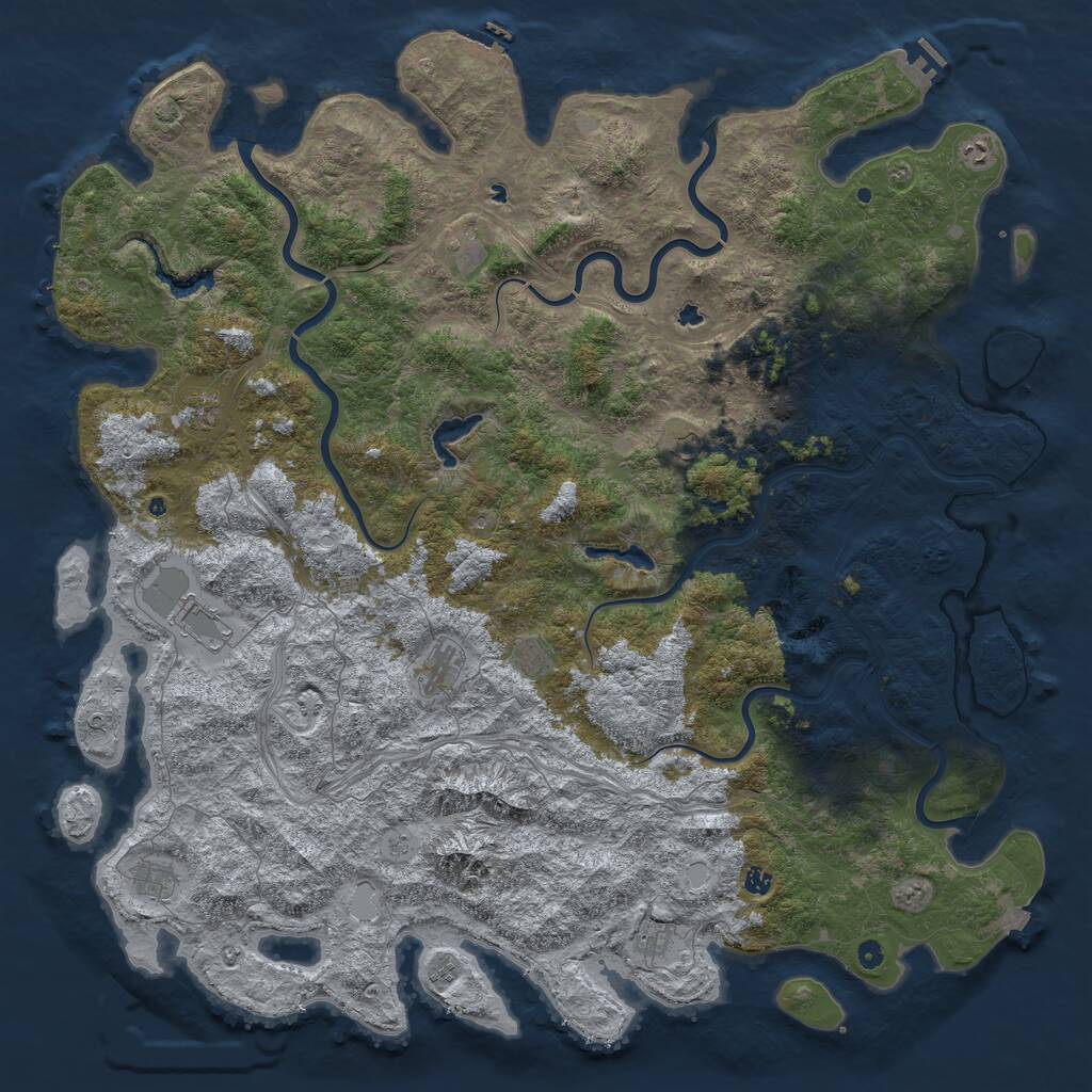 Rust Map: Procedural Map, Size: 6000, Seed: 10221, 17 Monuments