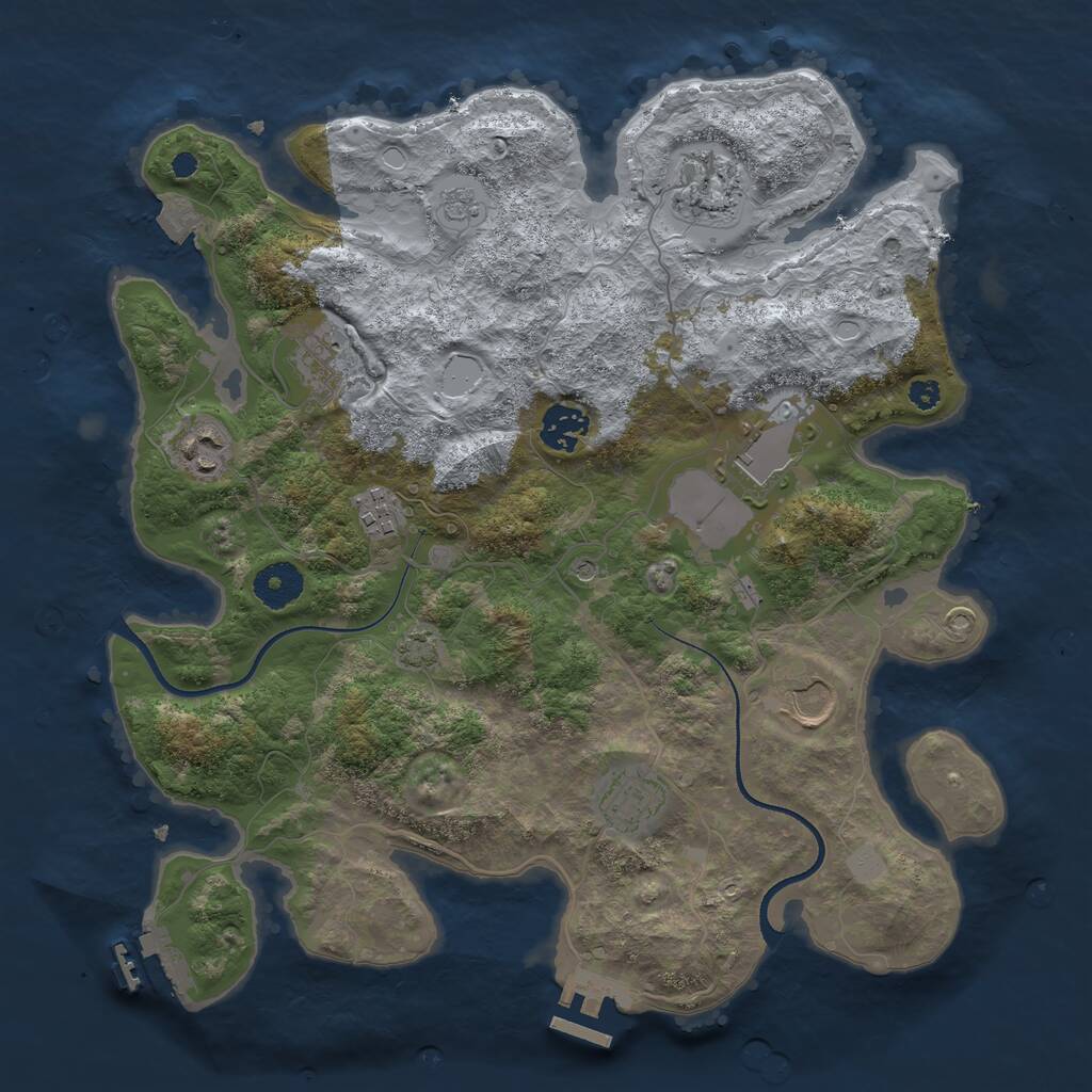 Rust Map: Procedural Map, Size: 3500, Seed: 1051073887, 14 Monuments