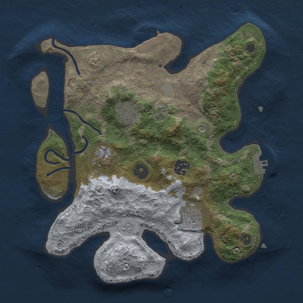 Rust Map: Procedural Map, Size: 3000, Seed: 15141, 13 Monuments