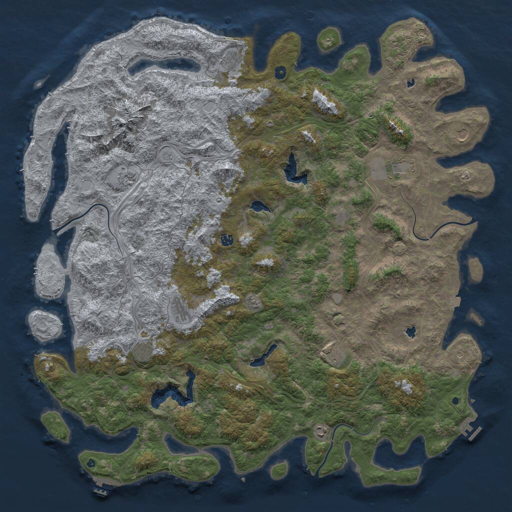 Rust Map: Procedural Map, Size: 6000, Seed: 42534523, 17 Monuments