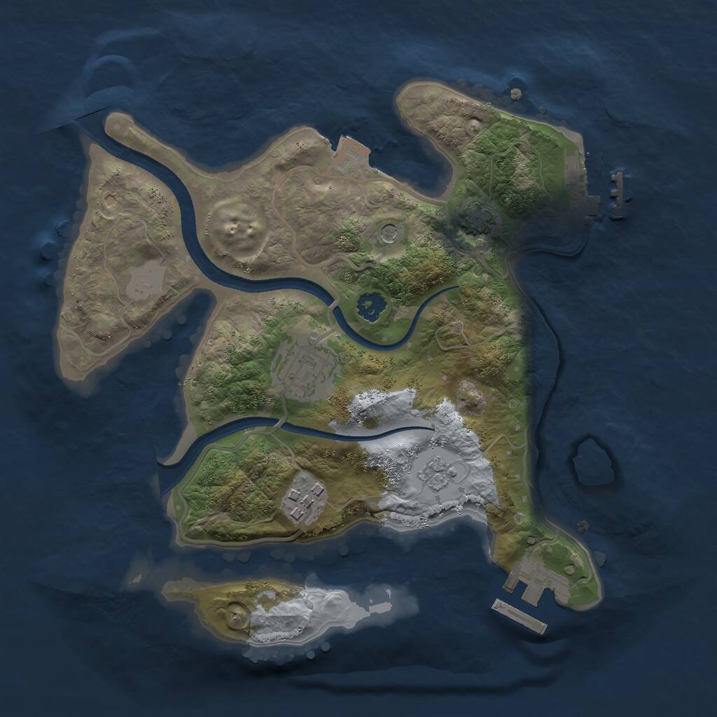 Rust Map: Procedural Map, Size: 2500, Seed: 30439239, 8 Monuments