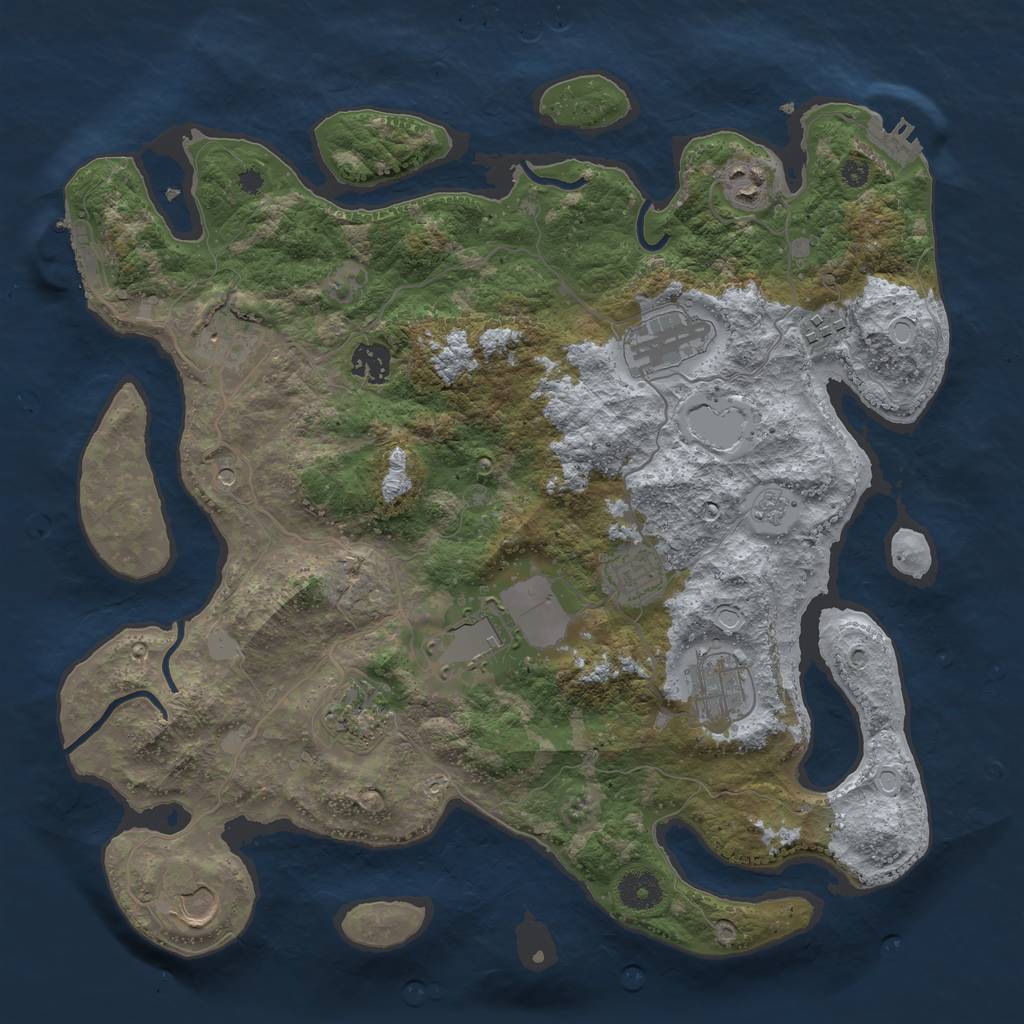 Rust Map: Procedural Map, Size: 3750, Seed: 123654789, 19 Monuments