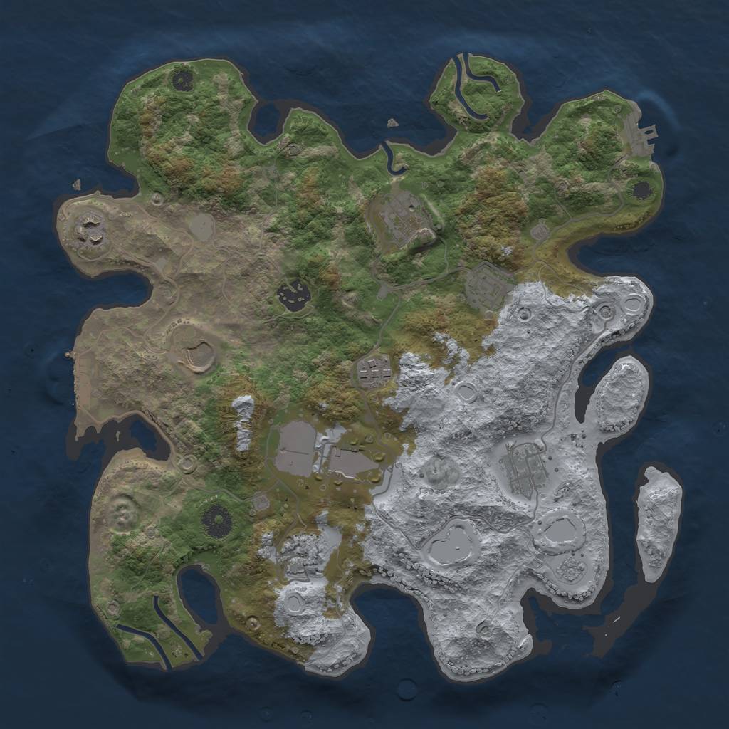 Rust Map: Procedural Map, Size: 3500, Seed: 1034046701, 18 Monuments