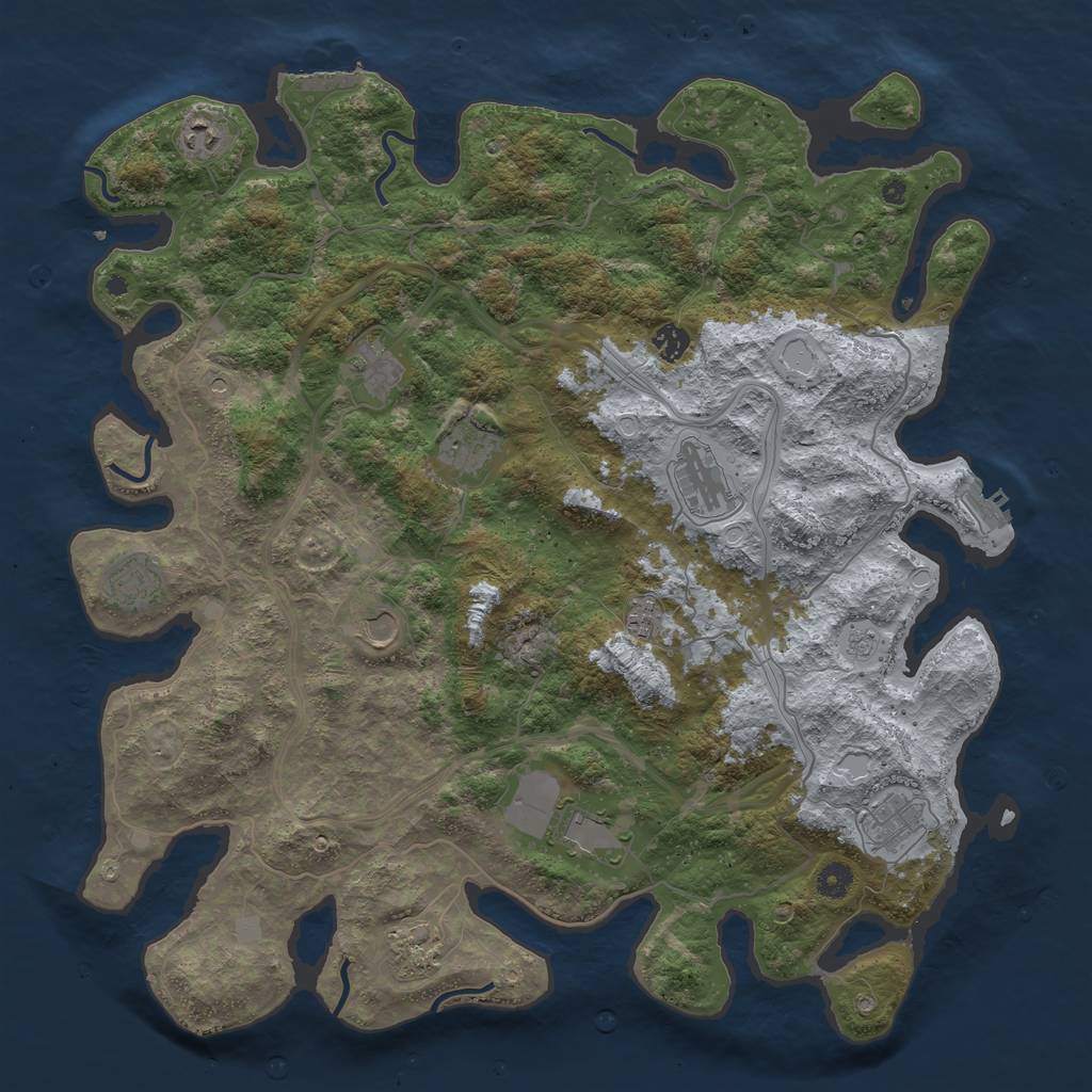 Rust Map: Procedural Map, Size: 4509, Seed: 100000, 20 Monuments