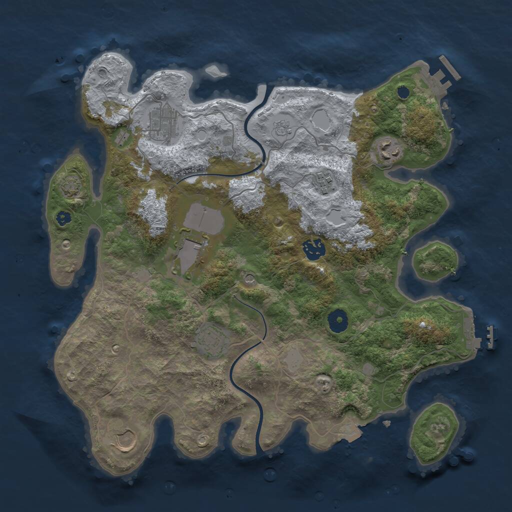 Rust Map: Procedural Map, Size: 3500, Seed: 903908378, 13 Monuments