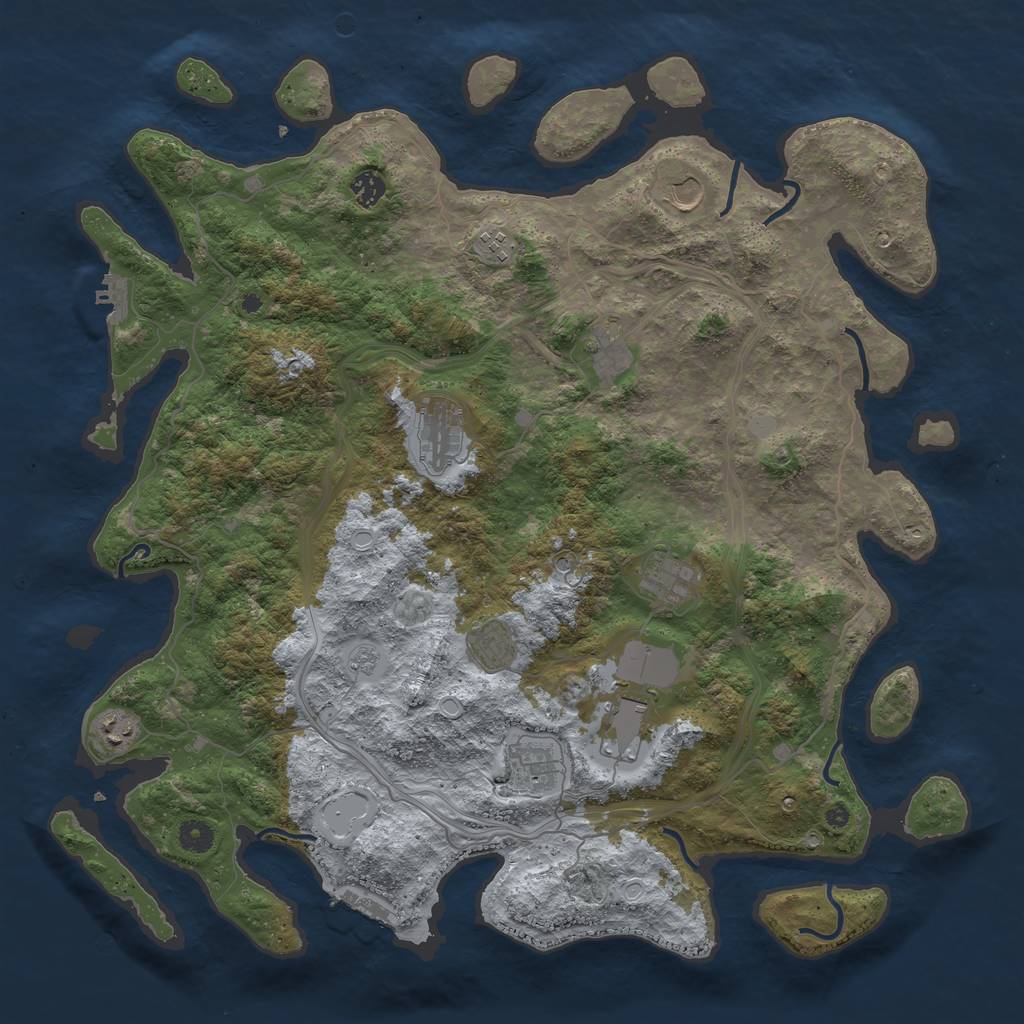 Rust Map: Procedural Map, Size: 4500, Seed: 1999215798, 19 Monuments