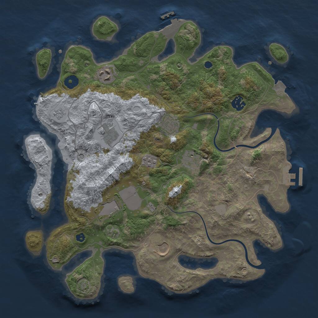 Rust Map: Procedural Map, Size: 3500, Seed: 32437, 14 Monuments