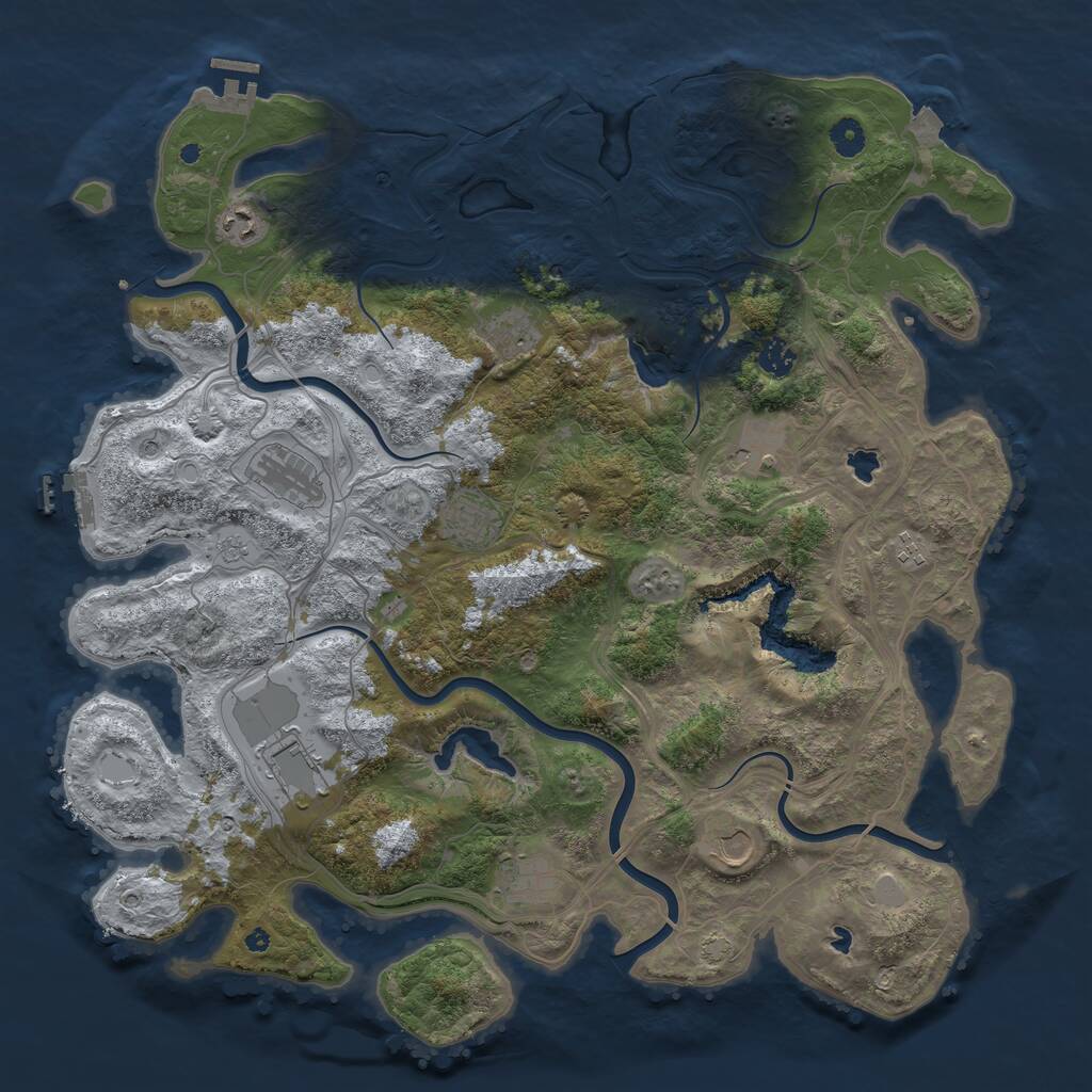 Rust Map: Procedural Map, Size: 4500, Seed: 58202911, 16 Monuments