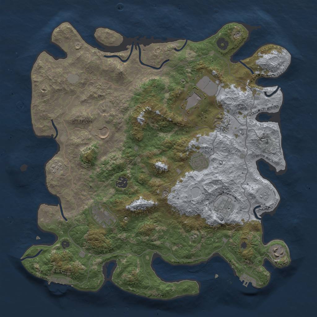 Rust Map: Procedural Map, Size: 4000, Seed: 67836165, 18 Monuments