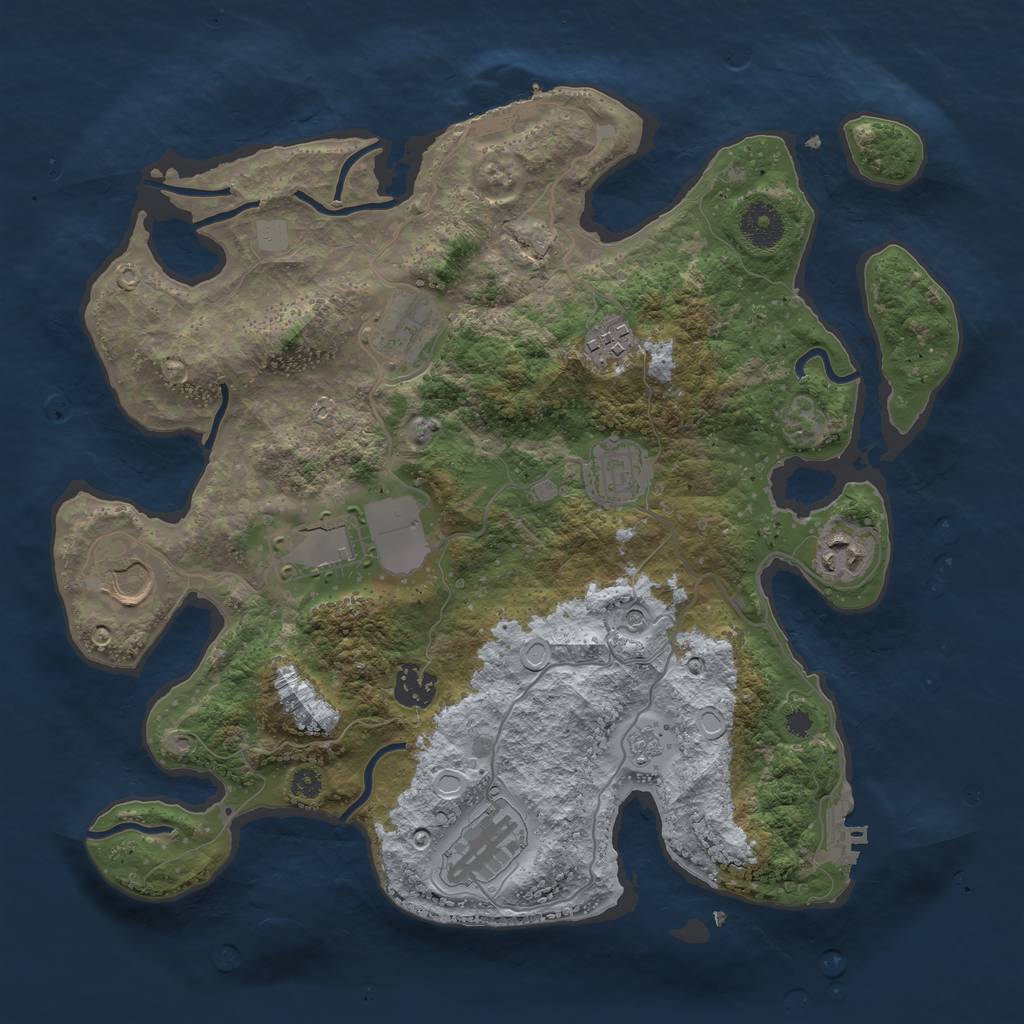 Rust Map: Procedural Map, Size: 3500, Seed: 1415727, 17 Monuments