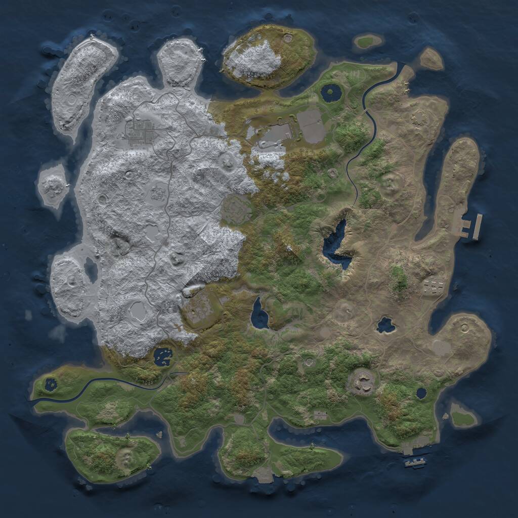 Rust Map: Procedural Map, Size: 4000, Seed: 905266946, 13 Monuments