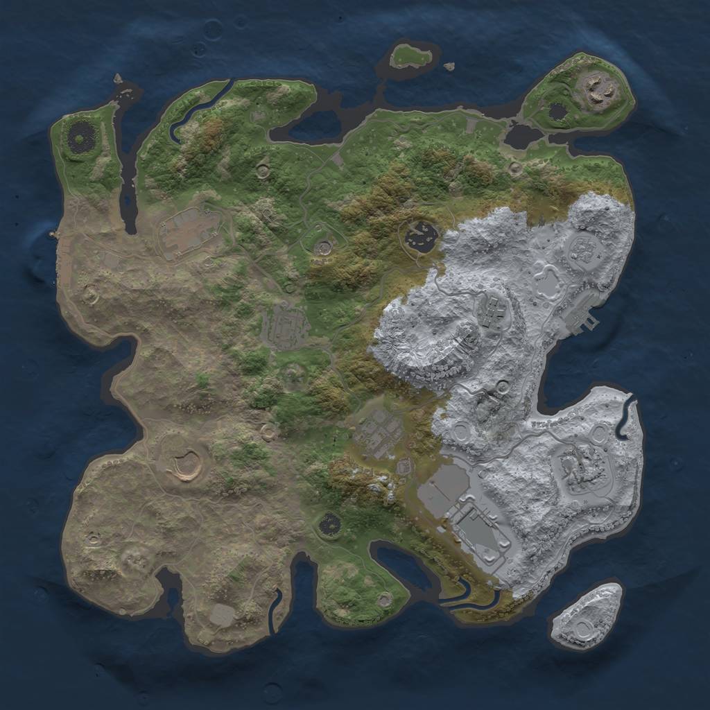 Rust Map: Procedural Map, Size: 3500, Seed: 5365, 18 Monuments