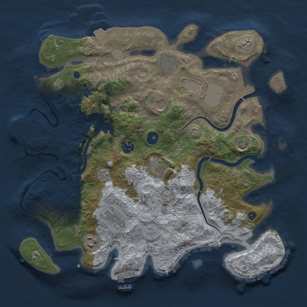 Rust Map: Procedural Map, Size: 3700, Seed: 653846819, 14 Monuments