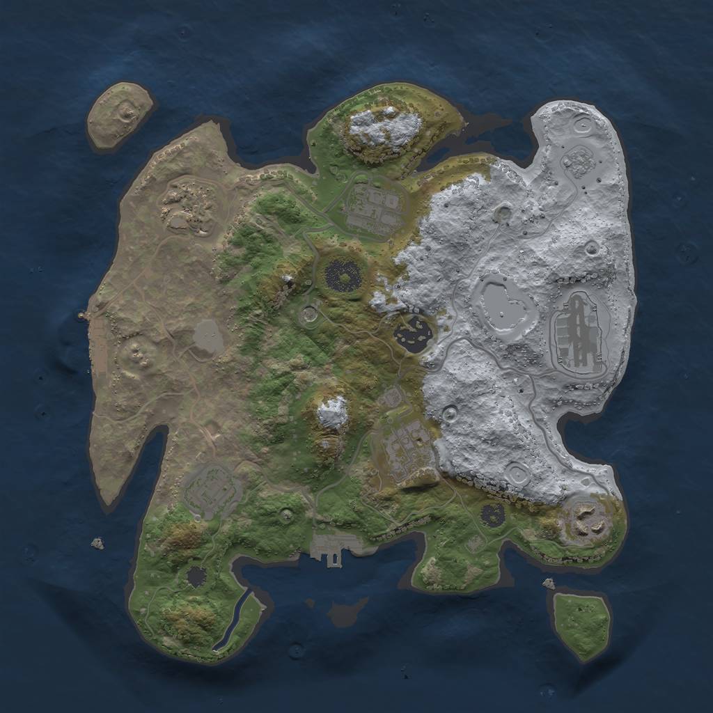 Rust Map: Procedural Map, Size: 3000, Seed: 1957751974, 16 Monuments