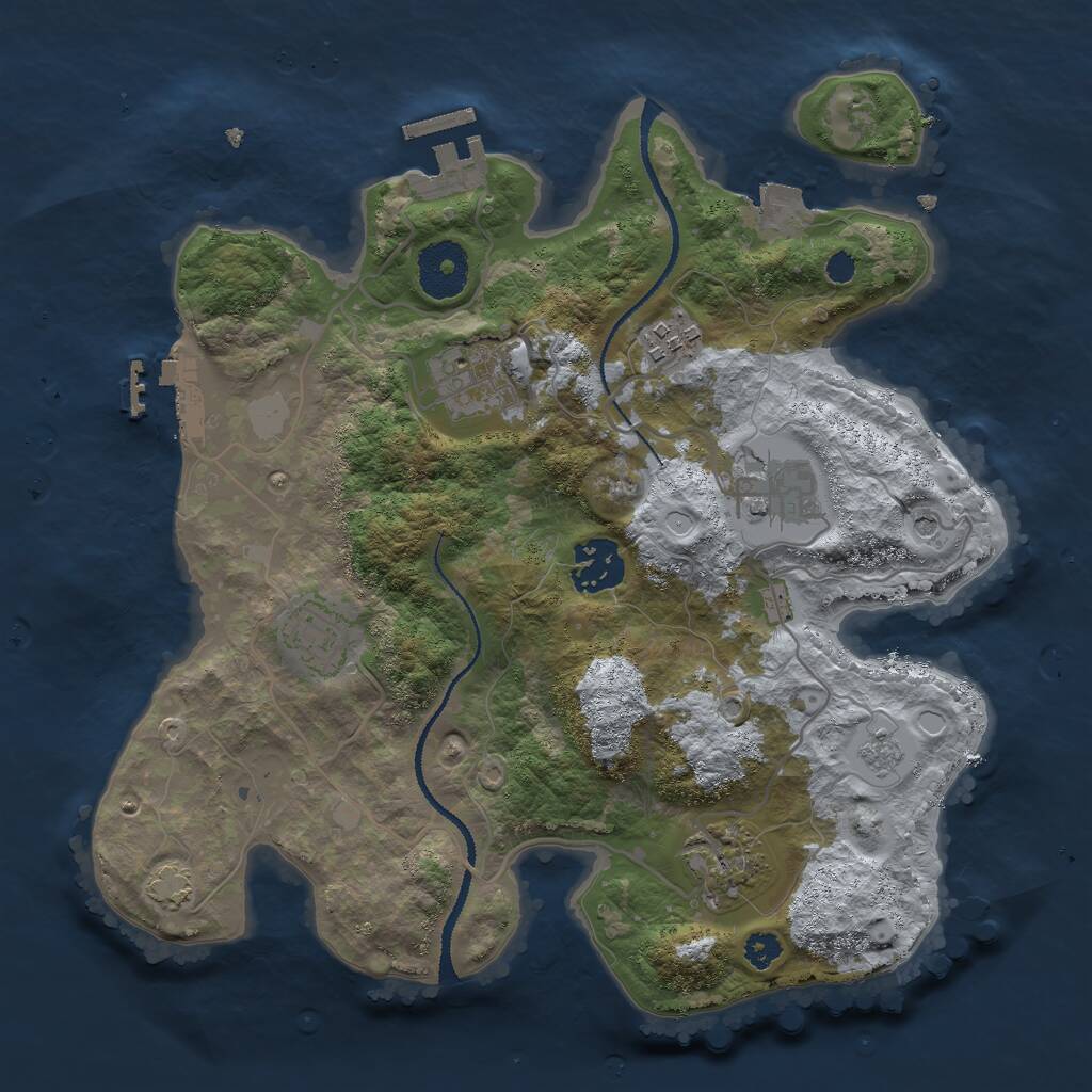 Rust Map: Procedural Map, Size: 3000, Seed: 1554996233, 12 Monuments