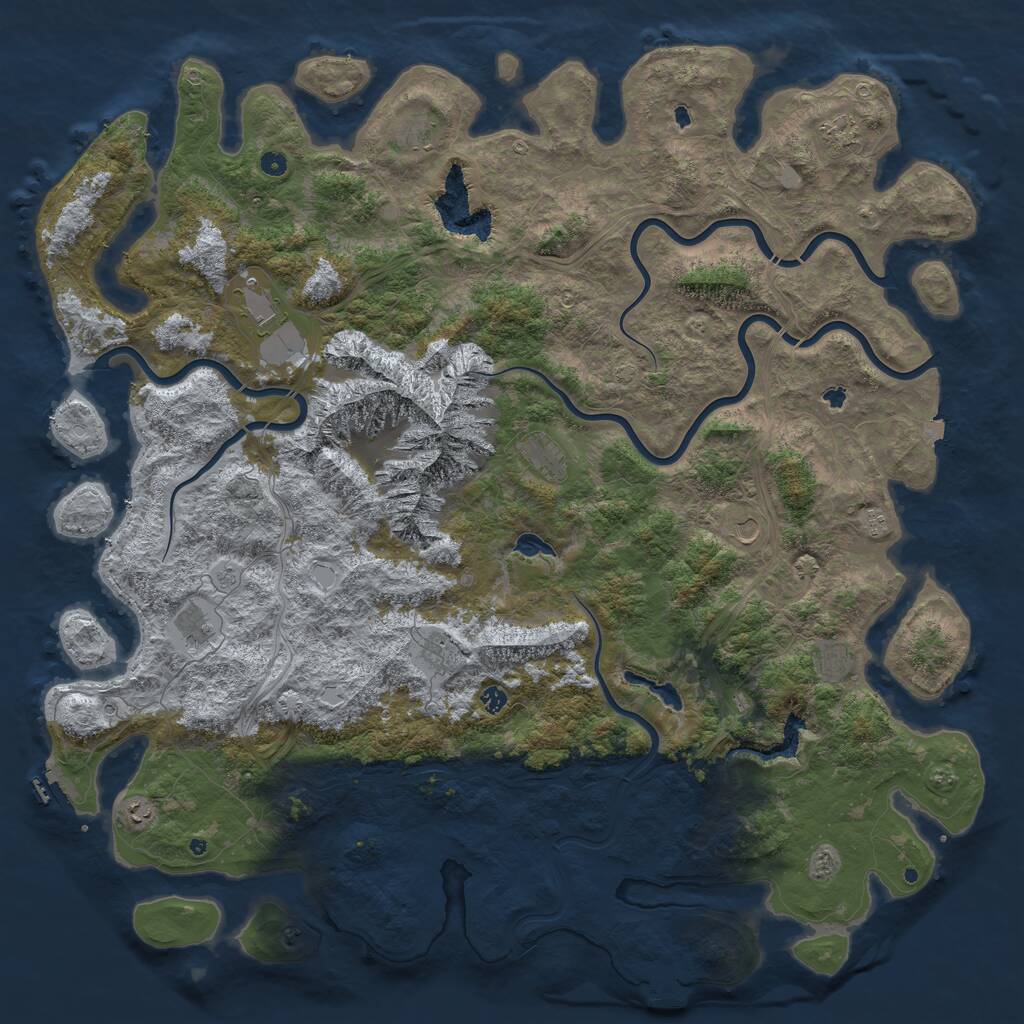 Rust Map: Procedural Map, Size: 6000, Seed: 110, 17 Monuments