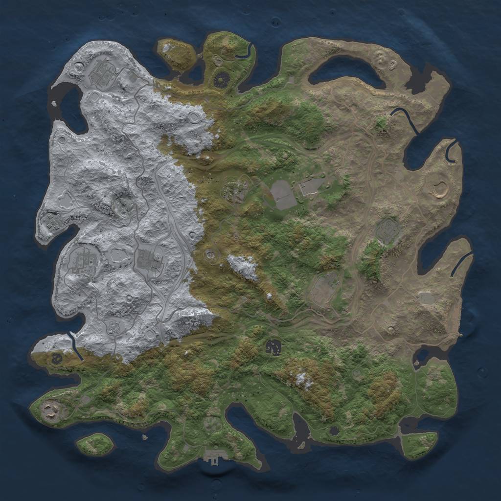 Rust Map: Procedural Map, Size: 4500, Seed: 676011, 20 Monuments