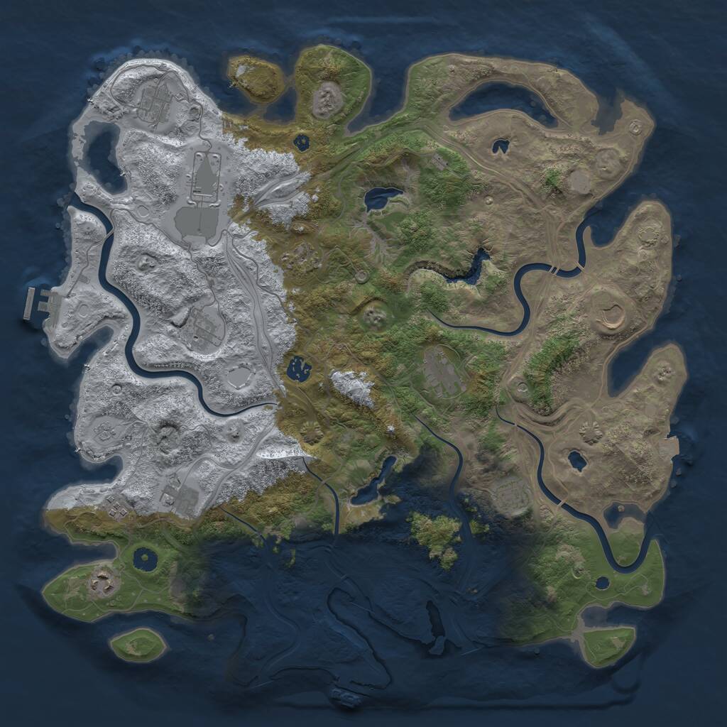 Rust Map: Procedural Map, Size: 4500, Seed: 676011, 17 Monuments