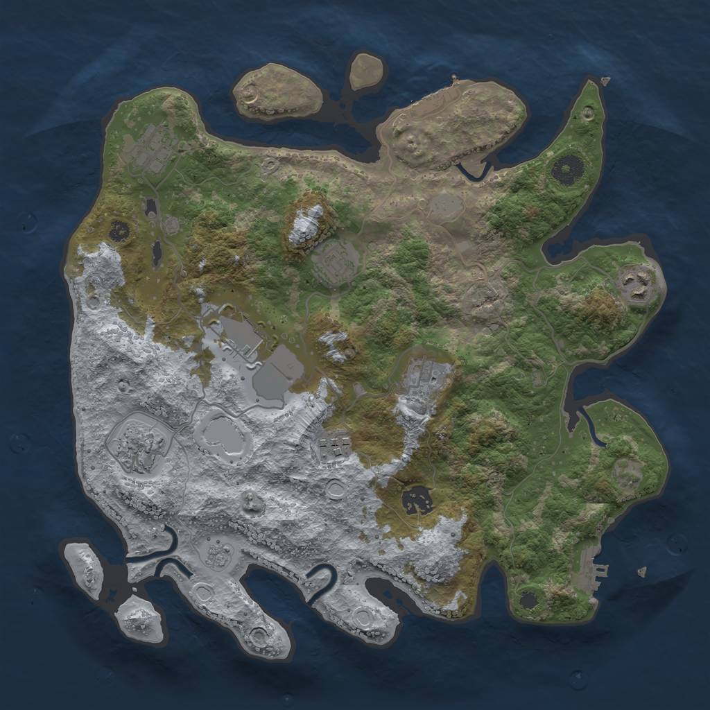 Rust Map: Procedural Map, Size: 3500, Seed: 2084379314, 16 Monuments