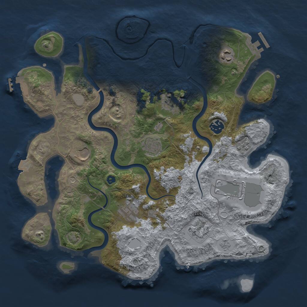 Rust Map: Procedural Map, Size: 3500, Seed: 7864808, 15 Monuments