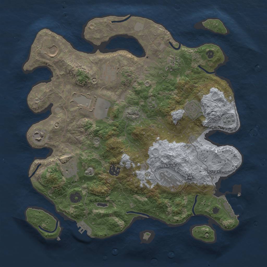 Rust Map: Procedural Map, Size: 3500, Seed: 74170780, 19 Monuments