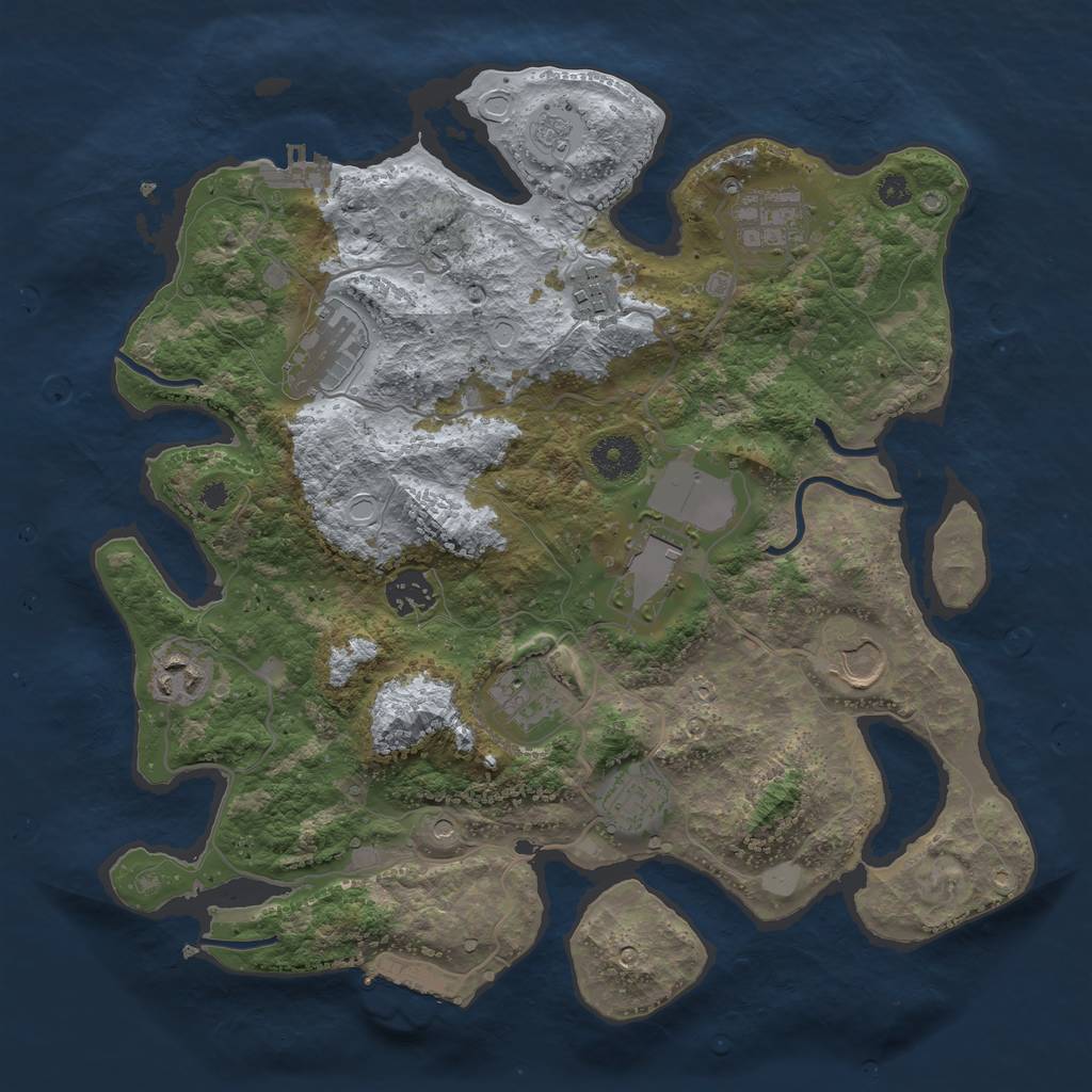 Rust Map: Procedural Map, Size: 3500, Seed: 941675510, 16 Monuments