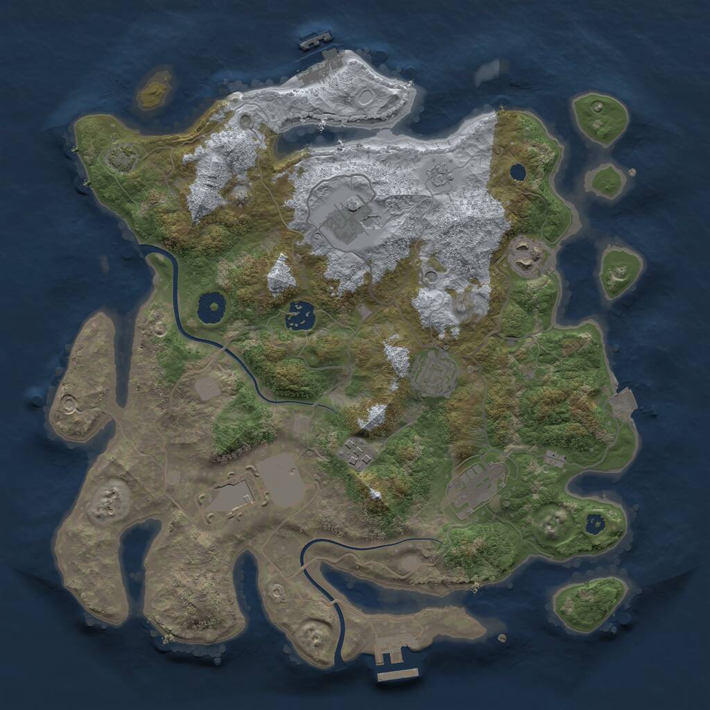 Rust Map: Procedural Map, Size: 3500, Seed: 1993750638, 13 Monuments