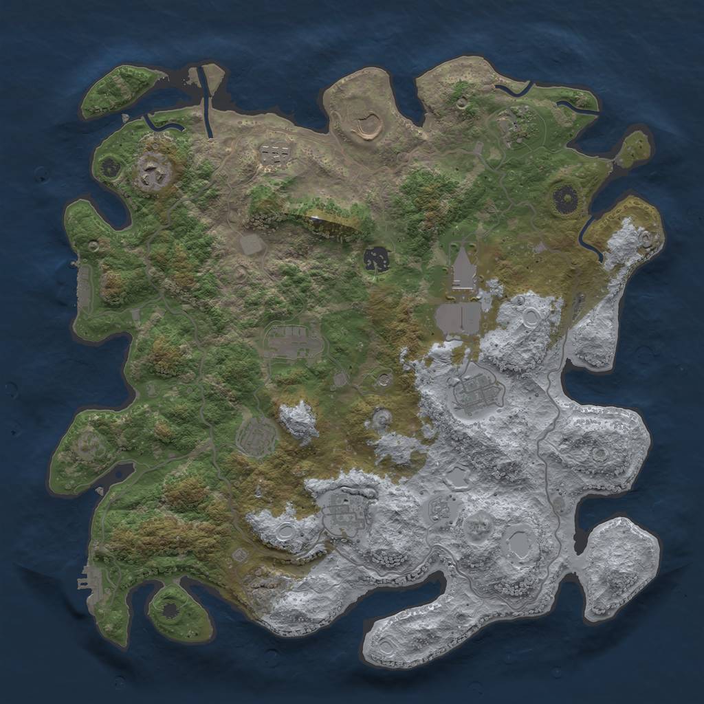Rust Map: Procedural Map, Size: 4000, Seed: 2080350585, 19 Monuments