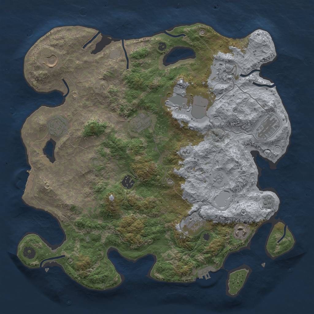 Rust Map: Procedural Map, Size: 3800, Seed: 1362167057, 19 Monuments