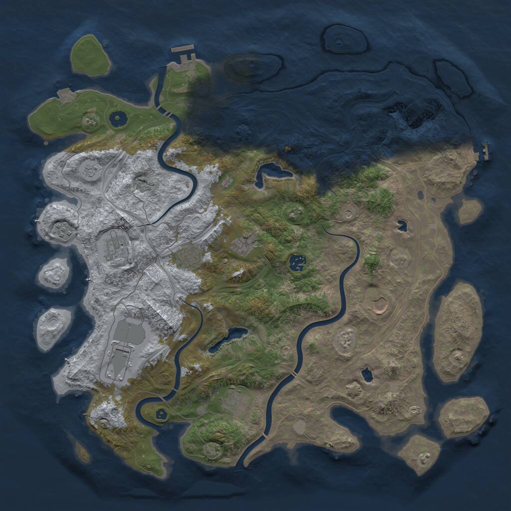 Rust Map: Procedural Map, Size: 4500, Seed: 1884646758, 14 Monuments