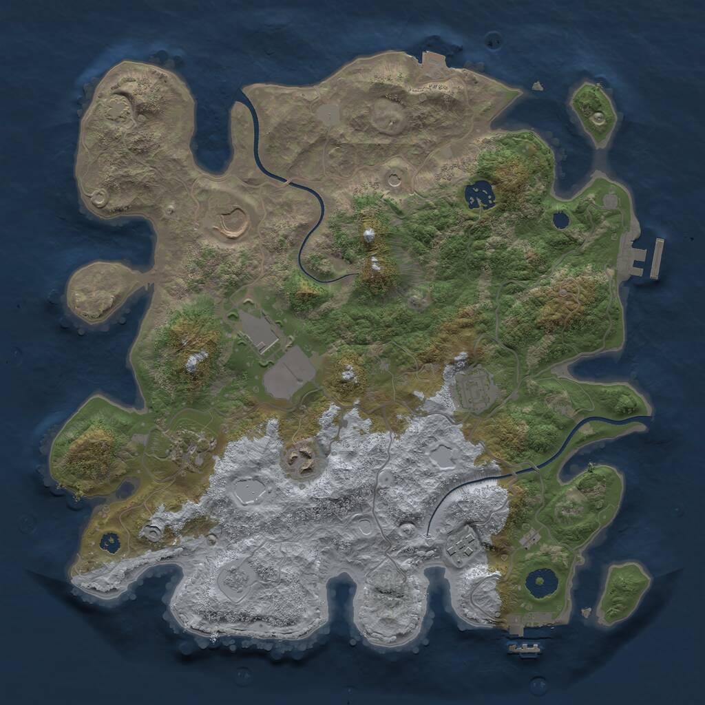 Rust Map: Procedural Map, Size: 3500, Seed: 322065183, 13 Monuments