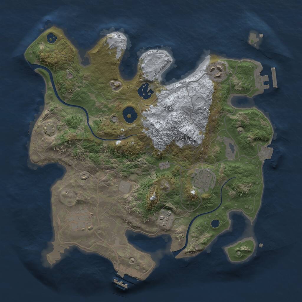 Rust Map: Procedural Map, Size: 3000, Seed: 495913254, 9 Monuments