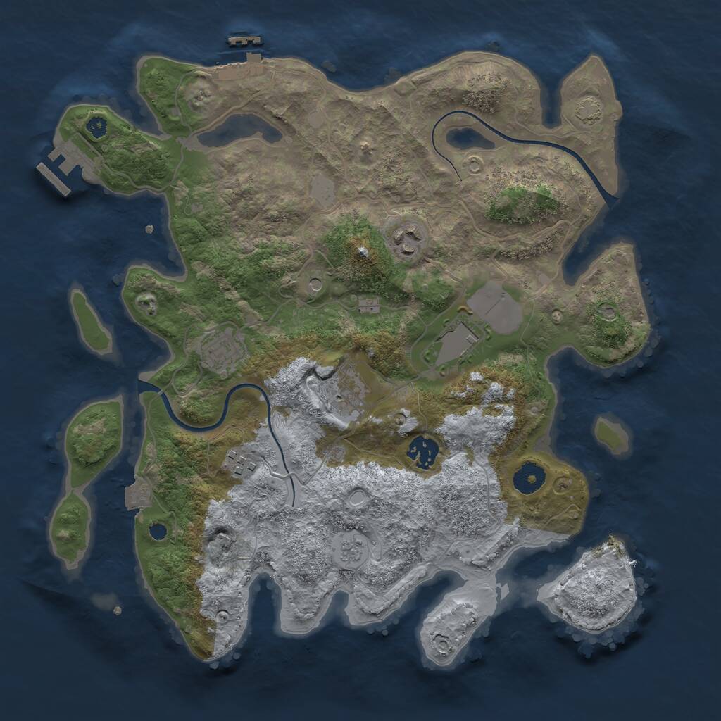 Rust Map: Procedural Map, Size: 3500, Seed: 20963620, 12 Monuments