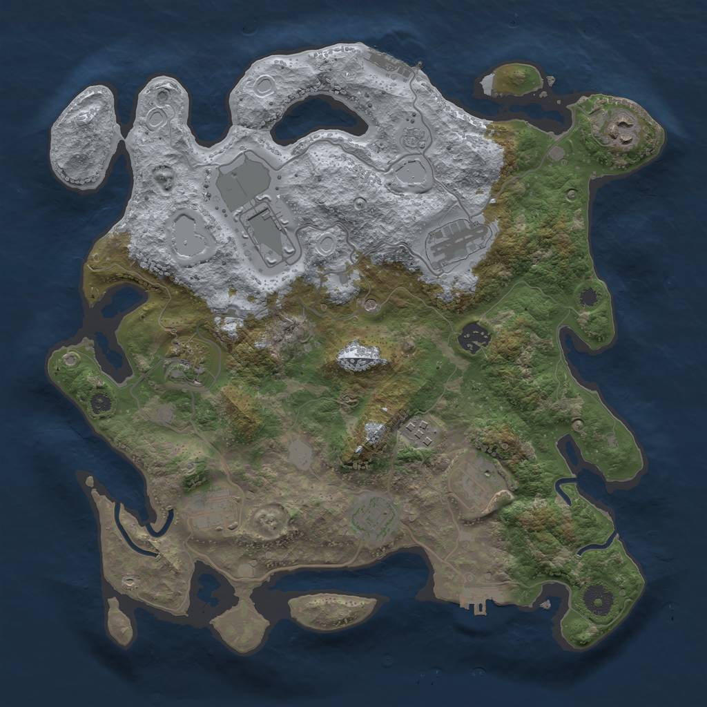 Rust Map: Procedural Map, Size: 3550, Seed: 482133, 18 Monuments