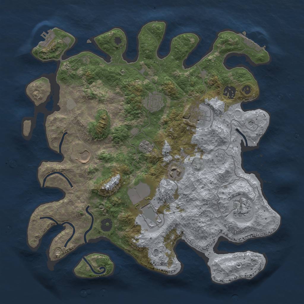 Rust Map: Procedural Map, Size: 3550, Seed: 731230, 17 Monuments