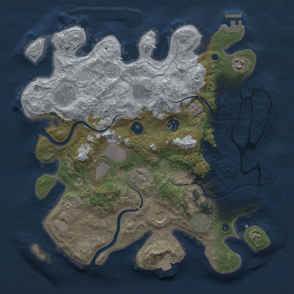Rust Map: Procedural Map, Size: 3590, Seed: 528865, 13 Monuments