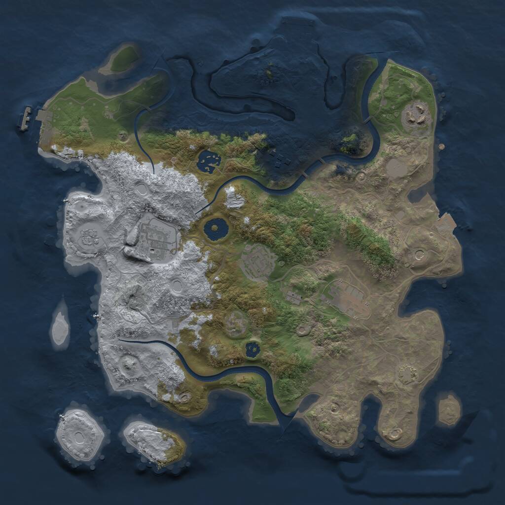 Rust Map: Procedural Map, Size: 3300, Seed: 1994654707, 12 Monuments