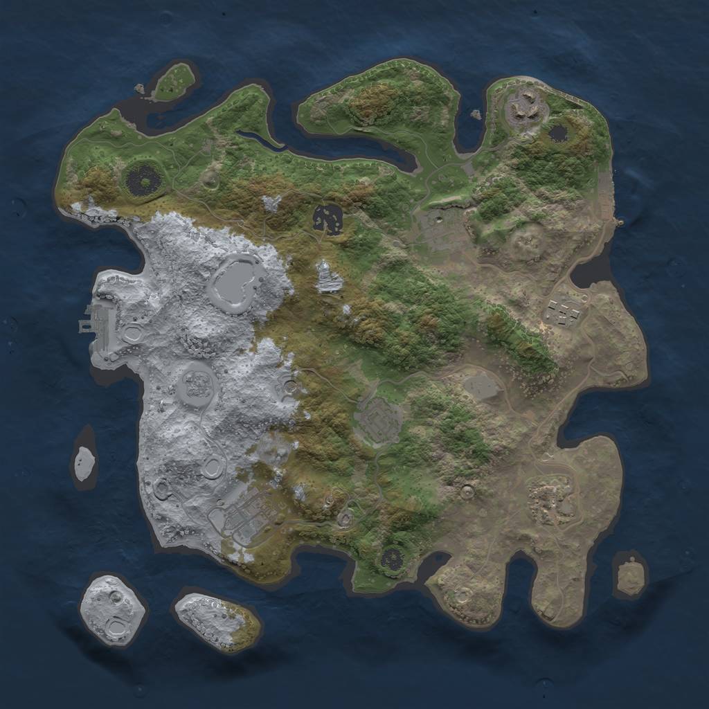 Rust Map: Procedural Map, Size: 3300, Seed: 1994654707, 14 Monuments