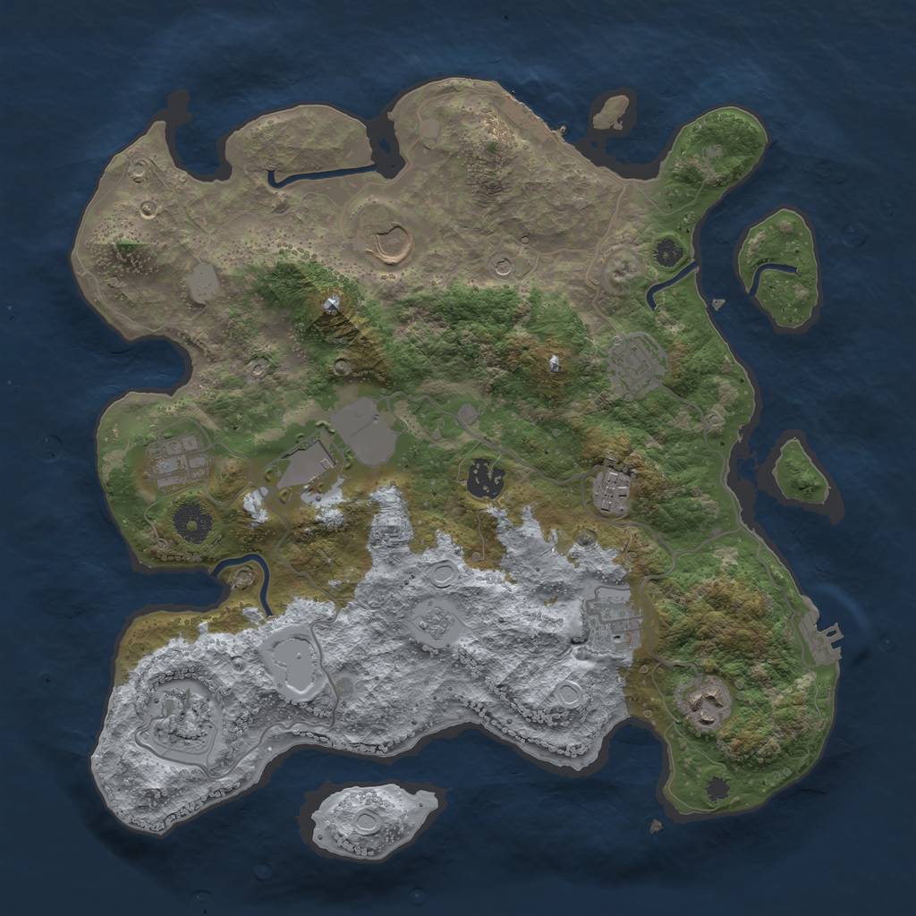 Rust Map: Procedural Map, Size: 3550, Seed: 350285, 18 Monuments