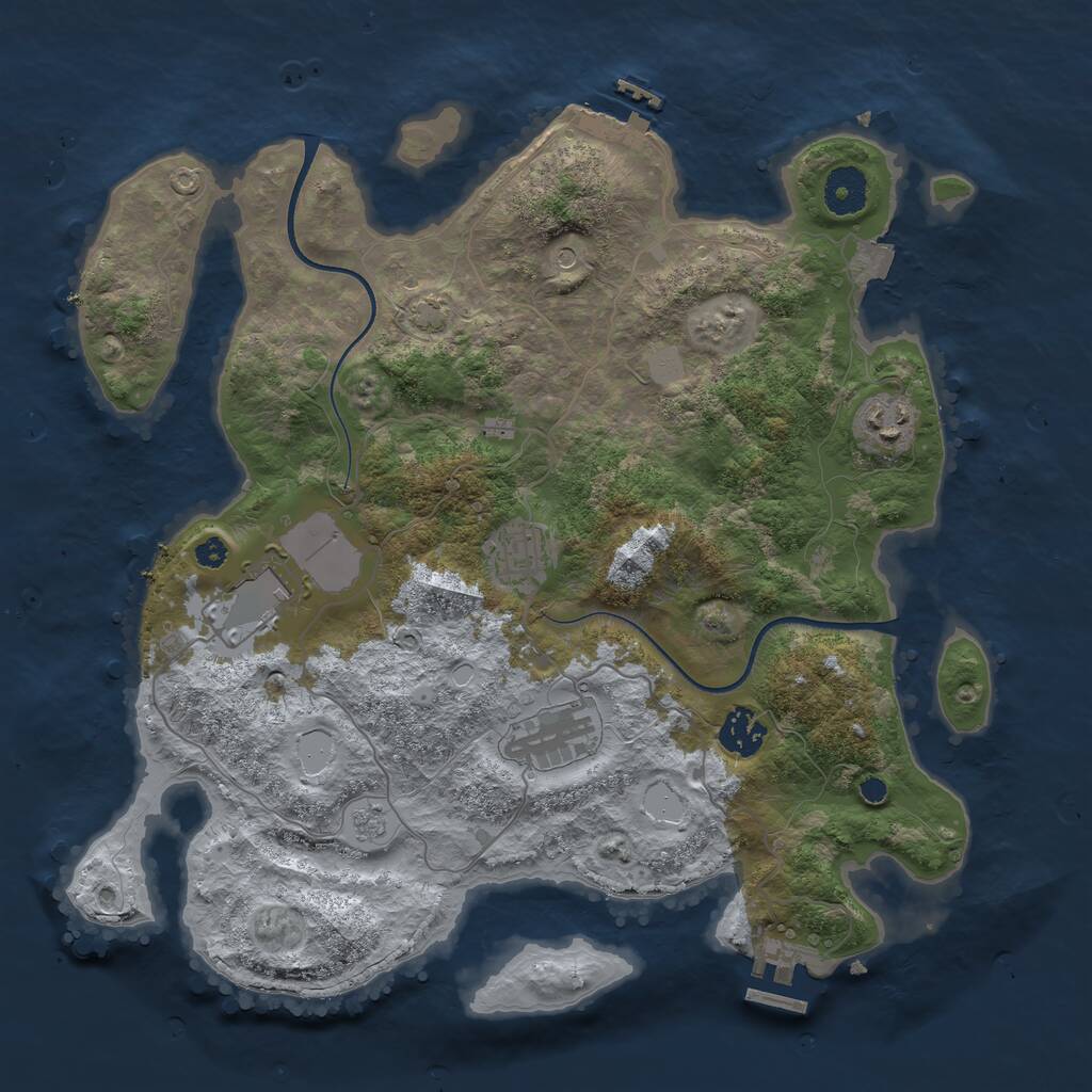 Rust Map: Procedural Map, Size: 3550, Seed: 645616, 11 Monuments