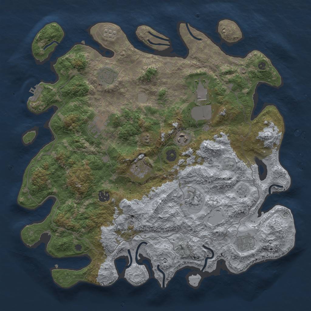 Rust Map: Procedural Map, Size: 4000, Seed: 479494, 17 Monuments
