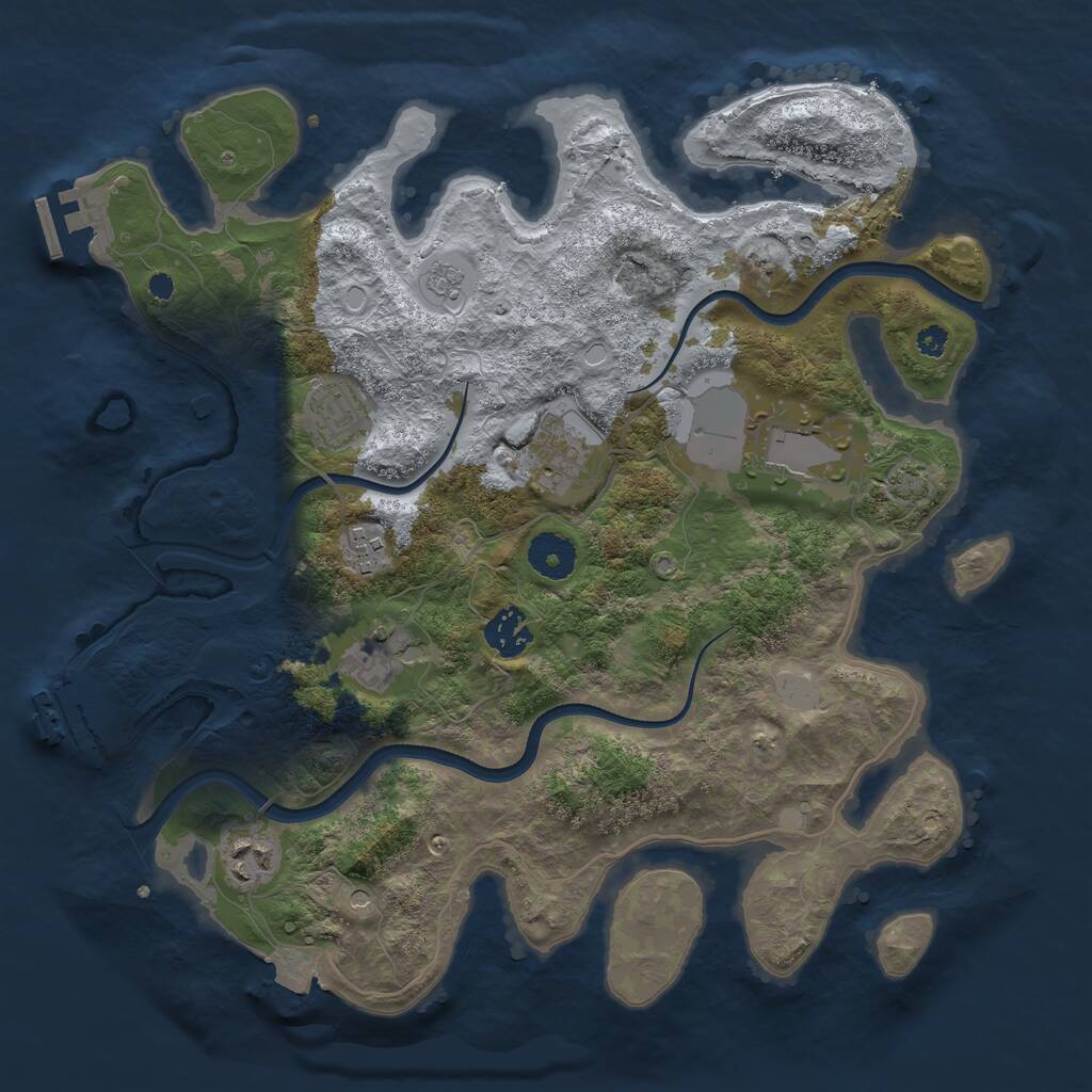 Rust Map: Procedural Map, Size: 3500, Seed: 709811, 13 Monuments