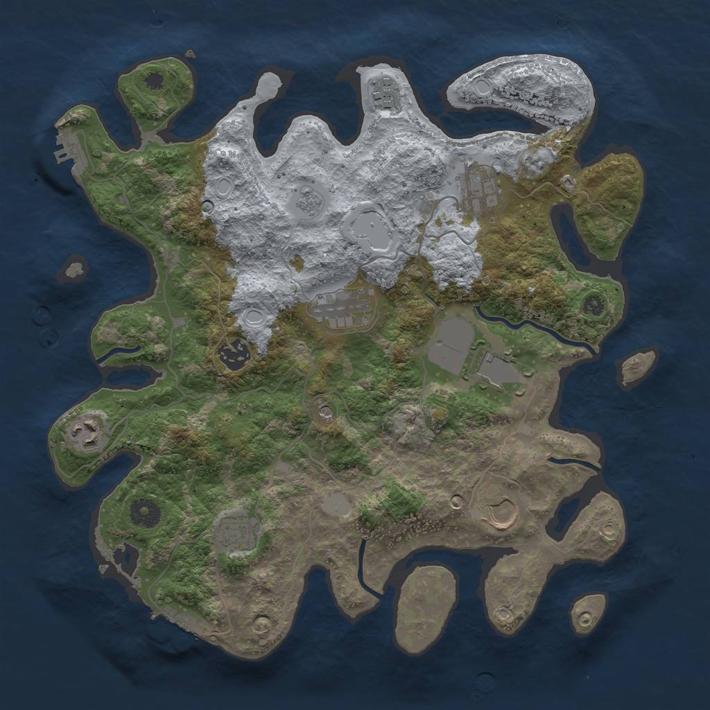 Rust Map: Procedural Map, Size: 3500, Seed: 709811, 15 Monuments