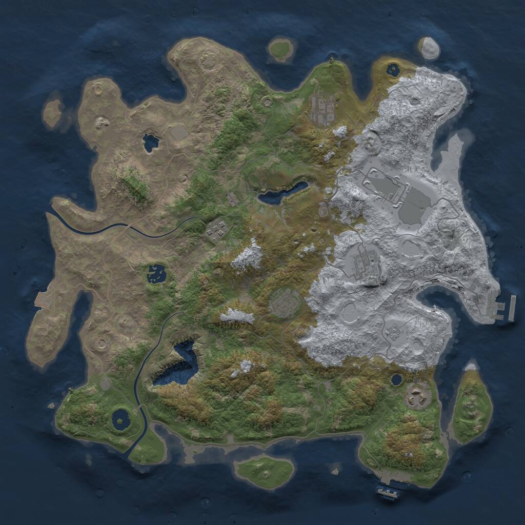 Rust Map: Procedural Map, Size: 4000, Seed: 823498, 13 Monuments