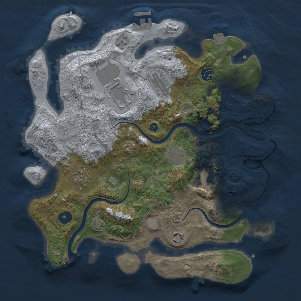 Rust Map: Procedural Map, Size: 3500, Seed: 54703127, 13 Monuments